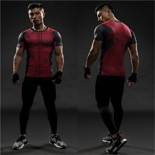 TUNSECHY модные Компрессионные Мужские футболки с 3D принтом, футболки с коротким рукавом для фитнеса, бодибилдинга, мужские топы в стиле панк, череп, скелет - Цвет: picture color