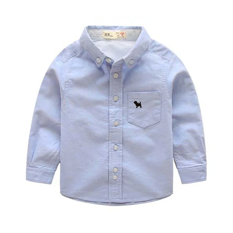 Коллекция года, Весенняя Детская рубашка с новым рисунком пальто из чистого хлопка с вышитыми героями мультфильмов для детей, детская одежда высокого качества - Цвет: Небесно-голубой