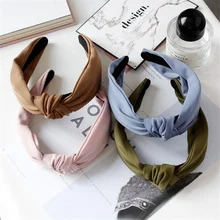 1 pc Mulheres Aro Hairband Estilo Coreano Moda Feminina Meninas Casual Elegante Cruz Pano Cor Sólida Acessórios Para o Cabelo Headwear(China)