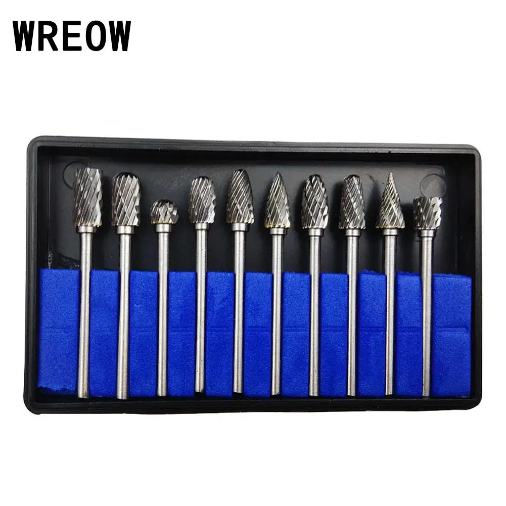 10Pcs 6mm Tungsten Carbide Rotary Burr Set Electric