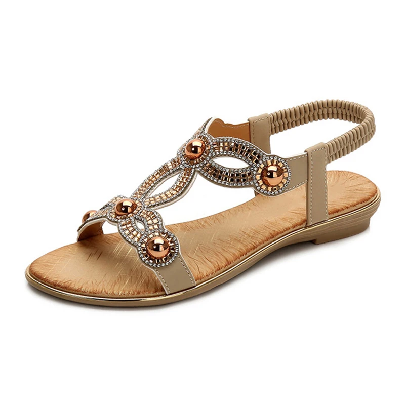 

Sandals Flower Beading Crystal Rhinestone Luxury Diamond High Quality Ladies Sandals Large Size 36-42