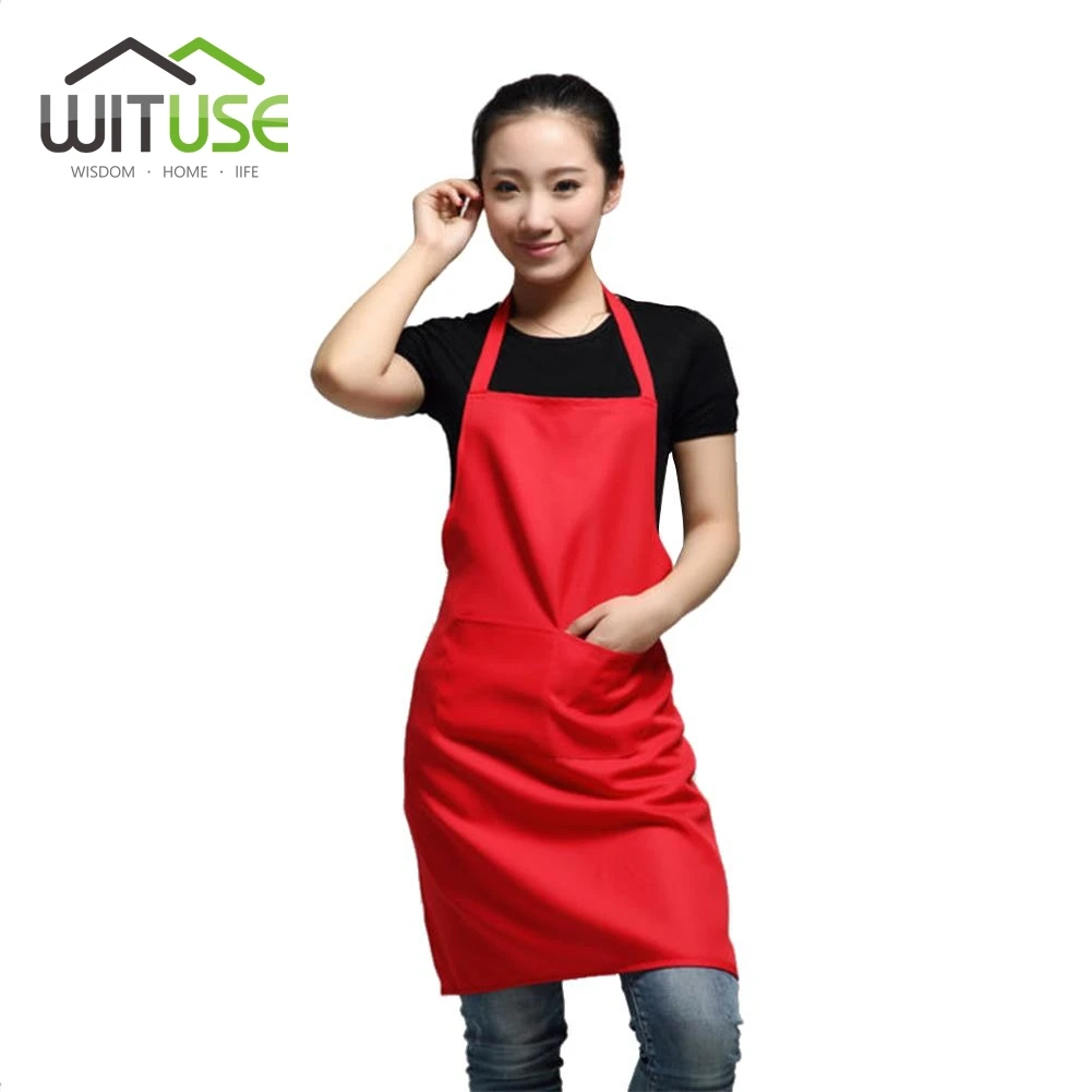 Wituse Waterproof Red Aprons Sleeveless Cooking Women Ladies Aprons 