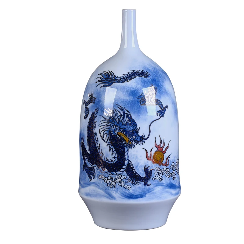 Jingdezhen ceramic vase decoration ornaments hand-painted gold dragon porcelain decoration ornaments porch ornaments