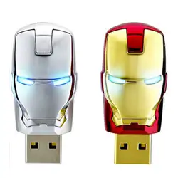 J-boxсветодиодный LED Железный человек USB 2,0 Pendrive 16 ГБ USB флеш-накопитель робот карта памяти 16 Гб флэш-накопитель для компьютера ноутбуков, MAC