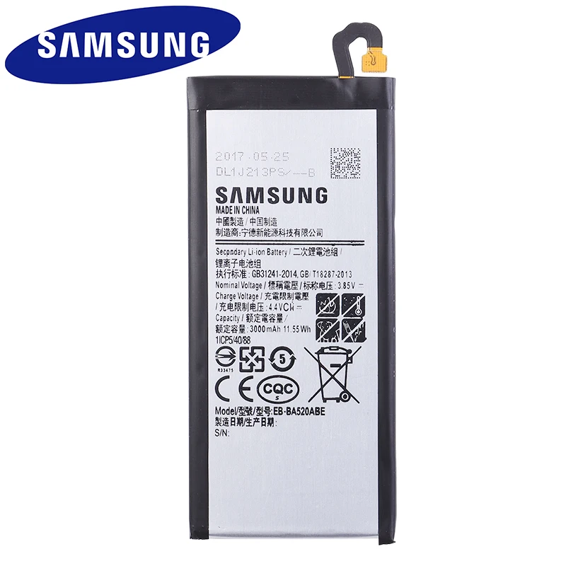 

100% Original Replacement Battery EB-BA520ABE For Samsung 2017 Edition GALAXY A5 SM-A520F A520F Authentic Battery 3000mAh