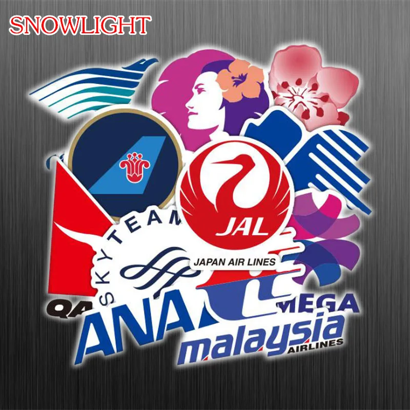 

New Style 52Pcs Airline Logo High Quality Stickers Aviation Travel Trip For Suitcase Laptop Decal Fashion DIY Waterproof Sticker