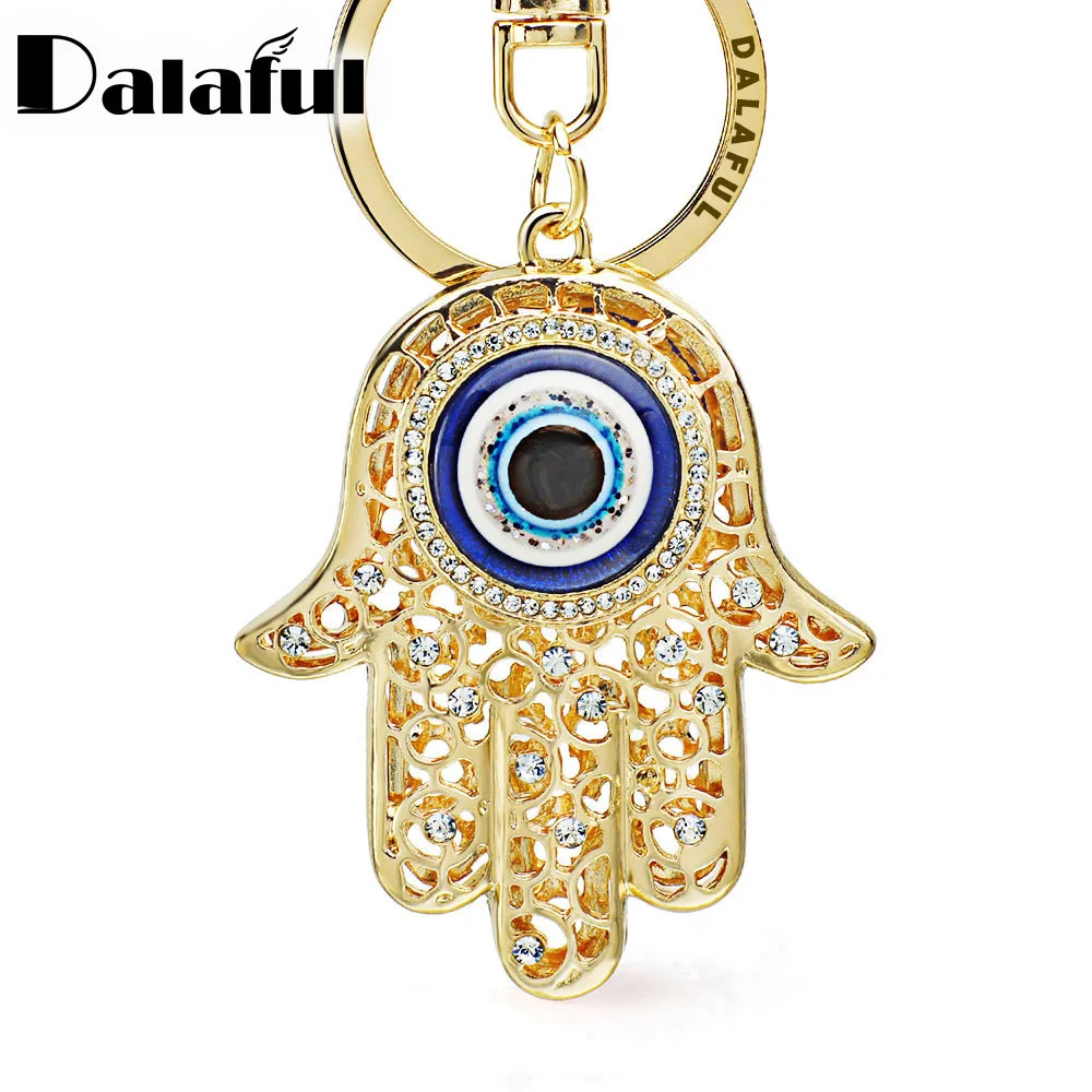 Lucky Hamsa Fatima Hand Eyes Keychains Charm Amulet Purse Bag Buckle Pendant For Car Keyrings
