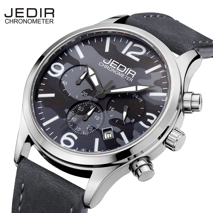 

Watches men Camouflage Military watch JEDIR waterproof sports watch man commercial Male leather Army wristwatch free shipping