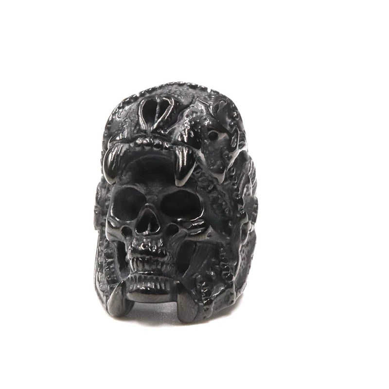 Cool Mens Boys 316L Stainless Steel Biker Rings Vintage Indian Jaguar Warrior Skull Punk Jewelry Gift for Him (5)