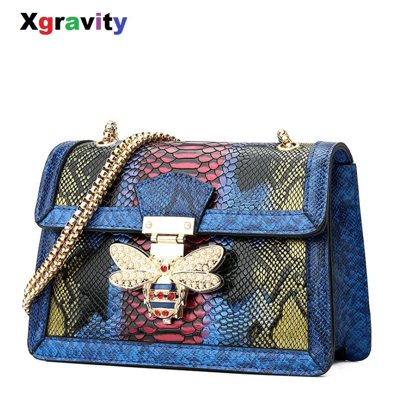 

Xgravity Spring Ladies 2019 Colorful Crystal Little Bee Bags Fashion Zipper Designer Handbag Casual Shoulder Messenger Bag H128