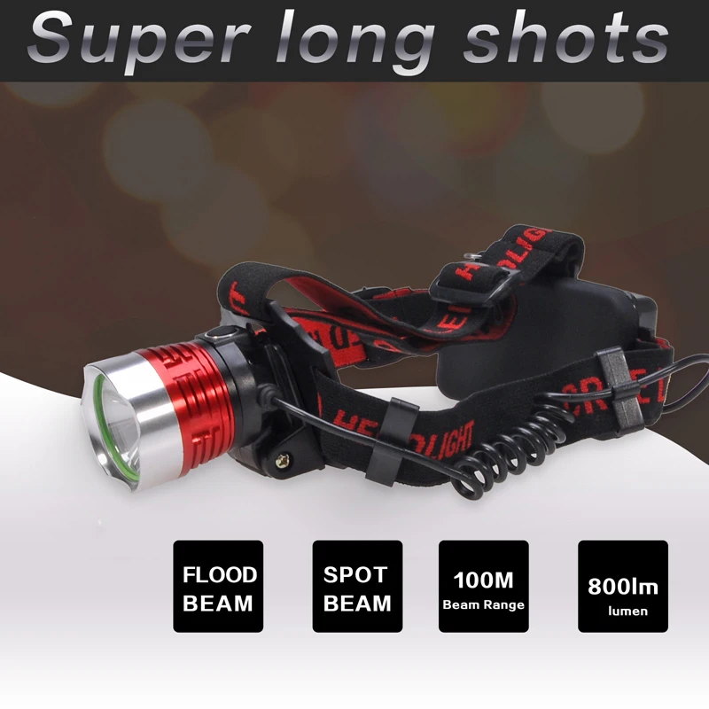 3 Mode Headlights 800Lm Lantern T6 LED Headlamp 18650 Battery Head