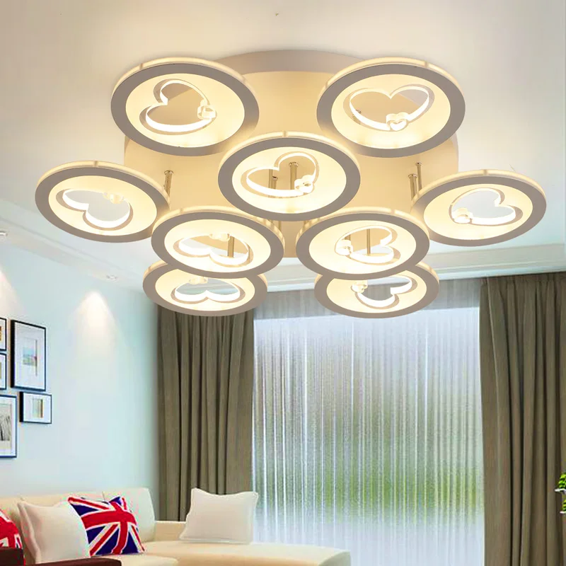 

Circular led ceiling lights living room bedroom study lamps Iron + Acrylic modern personality heart-shaped creativeFG152