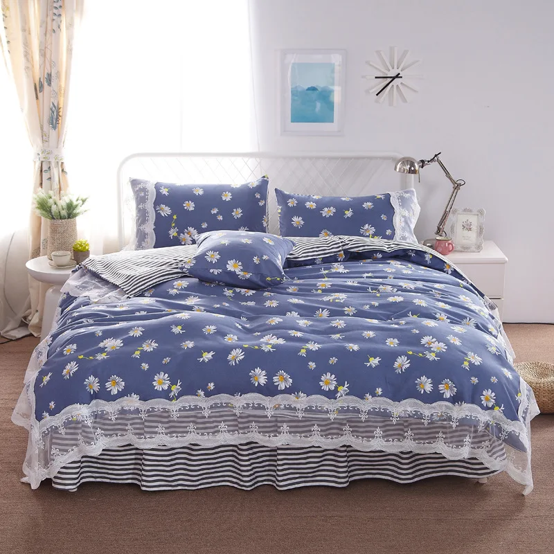 

Free Shipping Modern Style 100% Cotton Duvet Cover Set Bed Sheet Pillowcase King Size Super Soft Bedding Sets GODU010