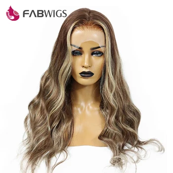 

Fabwigs 180% Density Highlight Lace Front Human Hair Wigs T4/4/24 Beyonce Ombre Transparent Front Lace Wig Pre Plucked Remy Hair