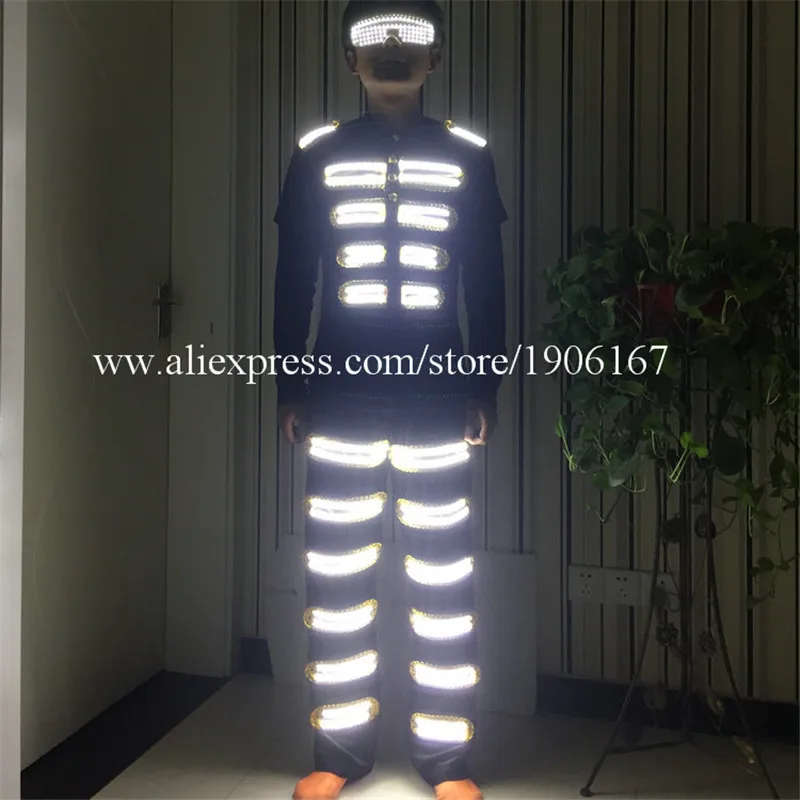Fashion Colorful Led Light Robot Suit LED Luminous font b Clothing b font Dance Costume Stage