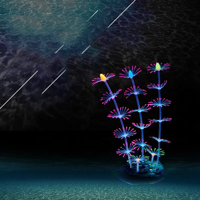 

High Quality Large Size Silicone Glowing Artificial Fish Tank Aquarium Coral Plants Flower DIY Coral Ornament under Water Decors
