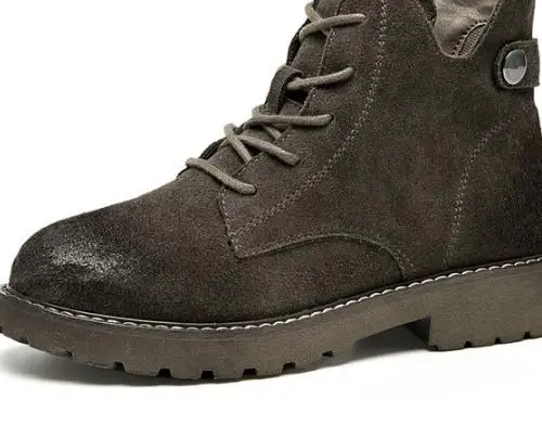 

Genuine Leather Women Boots Winter Shoes Platform Retro Martin Boots Lace Up Round,