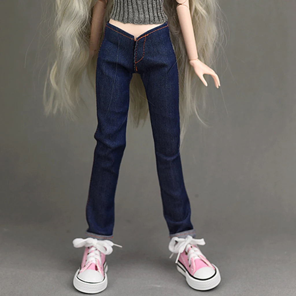 

1/4 BJD Girl Doll Garment Costume Trendy Elastic Crimping Jeans For AOD AS DOD Jeans Pants Outfit Dress up Accessories