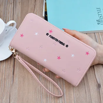 

Women Long Clutch Wallet Phone Pocket Credit Card Holder Female Purse Embroidery Large Lady Bag Wristlet Multifunction Zipper Ca