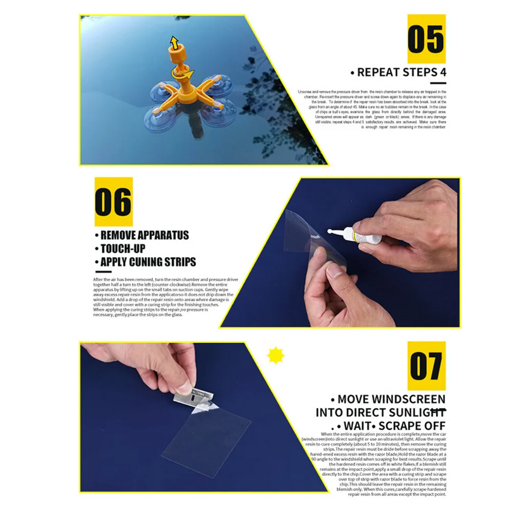 

Car Window Repair Tools smooth Windscreen Crack Restore polish Glass Scratch Windshield Repair Kits yellow color strong glue