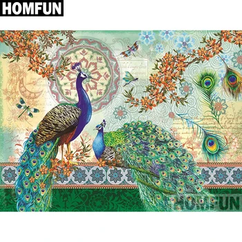 

HOMFUN Full Square/Round Drill 5D DIY Diamond Painting "Animal peacock" Embroidery Cross Stitch 5D Home Decor Gift A03737