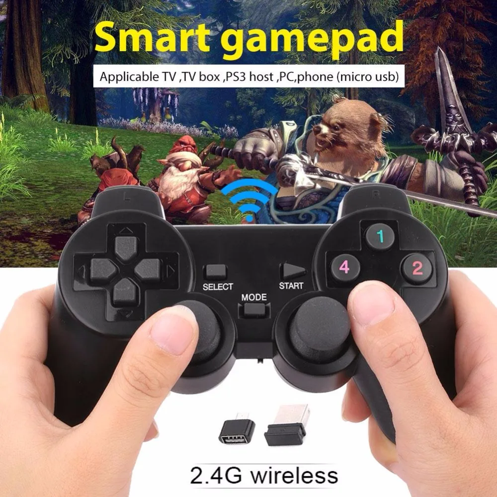 2.4G Wireless Micro USB Rechargeable Game Controller Joystick Gamepad