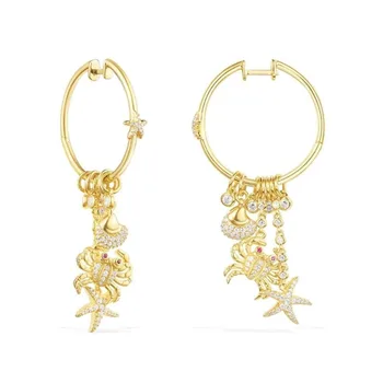 

[MeiBaPJ]Real 925 Sterling Silver Personality Sea World Gold Drop Earrings for Women with AAA High Quality Stone Fine Jewelry