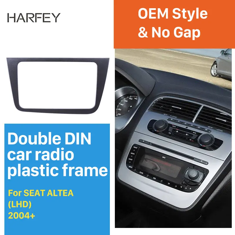 

Harfey Car Radio Fascia Dash Trim Kit 2 DIN Plate For 2004+ SEAT Altea Toledo LHD 220*130mm Stereo DVD Player refitting Frame