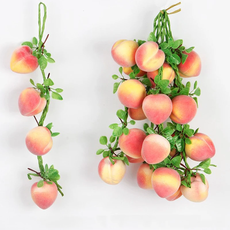 Whism Artificial Fruits Bunch Fake Apple Peach String Hanging