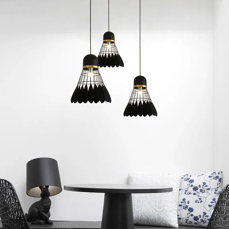 Nordic Badminton Pendant Light Fancy Hanging Feather Modern Decorative Pendant Lamp Bedroom Restaurant Pendant Light Indoor Lighting (1)