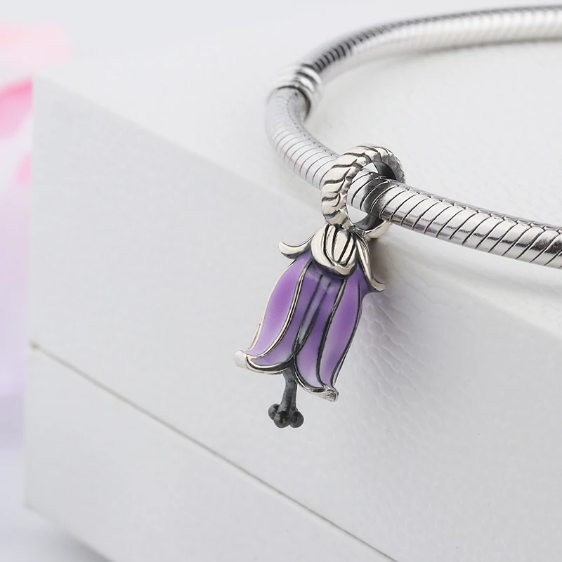 SG Hot sale 925 sterling silver Purple flowers beads fit original pandora bracelet charms diy fine jewelry making for girls gift SG Hot sale 925 sterling silver Purple flowers beads fit original pandora bracelet charms diy fine jewelry making for girls gift