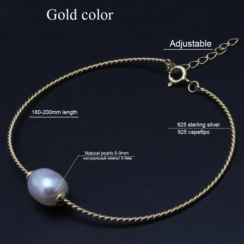 Речной натуральный жемчуг браслет девушка, белый жемчуг женский браслет с жемчугом Ювелирные изделия 925 стерлингового серебра de perle