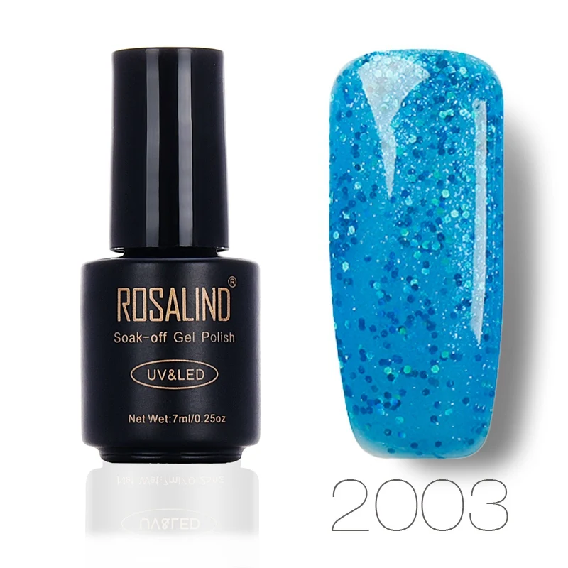 2003 ROSALIND гель 1 S желтый бриллиант 7 мл цветной гель для ногтей с блестками лак Led UV Soak-off набор для дизайна ногтей наборы Базовый Топ покрытие гель лак - Цвет: 2003