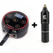 Professional Powerful Tattoo Kit Hybird Rotary Tattoo Machine Pen Motor Strong Quiet and Aurora II LCD Power Tattoo Kits