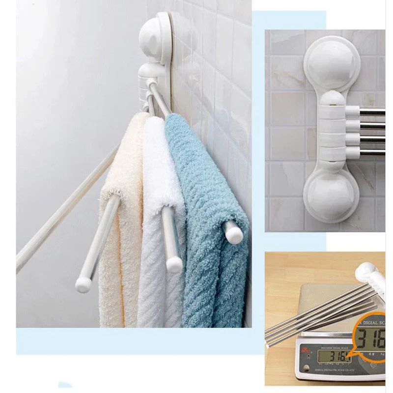 1PCS Four Tiers Swivel Rotating Bathroom Movable Towel Rack Bars Rotary