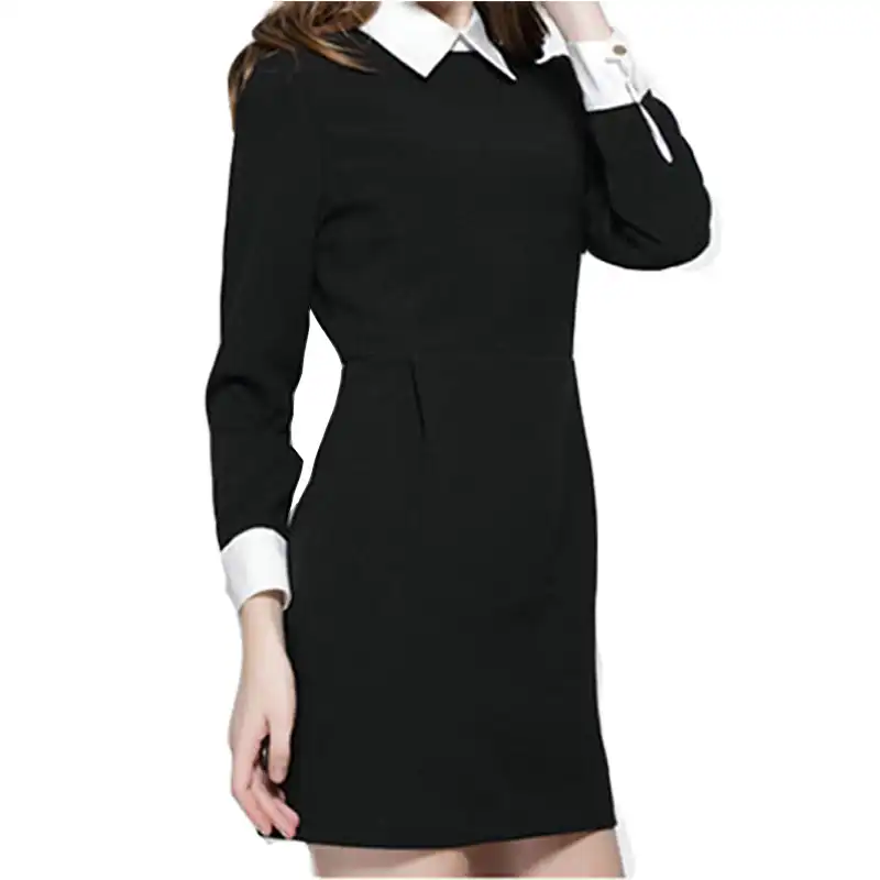 vintage black dress with white collar