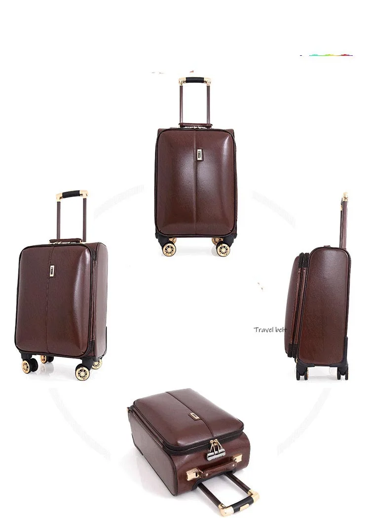 Кожаная сумка на колесиках, мужская деловая сумка, чемодан на колесиках, 16 дюймов, сумка для путешествий с паролем, Trelloy