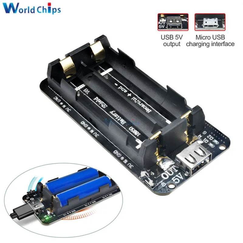 

Double 18650 Lithium Battery Shield V8 5V/3A 3V/1A Power Bank Battery Charging Module Micro USB For Arduino ESP32 ESP8266 WIFI