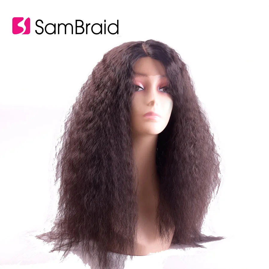 Sambraid волосы синтетические волосы на кружеве парики Кудрявые кудрявые средний черный синтетический парик для афро прическа женские волосы - Цвет: #4