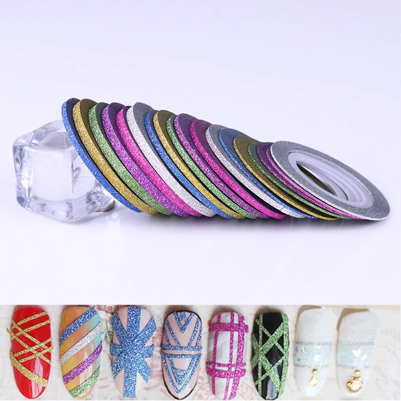 

Nail Art Adhesive Decal Nail Striping Tape Line Mixed Size DIY Nail Decoration Styling Gold Blue Colors Nail Art Tools