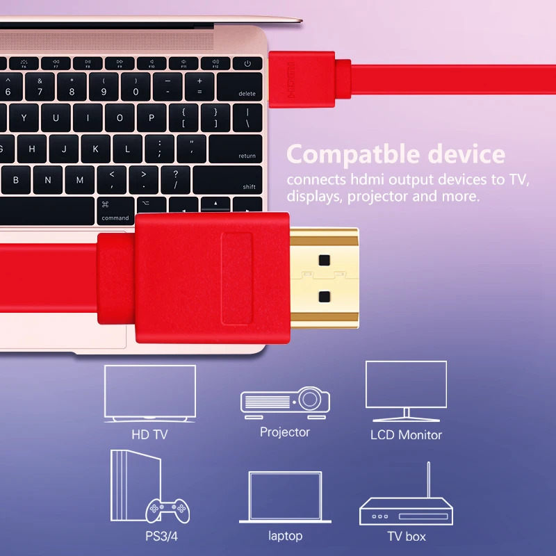 Lungfish hdmi кабель плоский кабель позолоченный 2,0 4k 60HZ HDMI кабель сплиттер коммутатор для HD tv ноутбука PS3 компьютера xbox