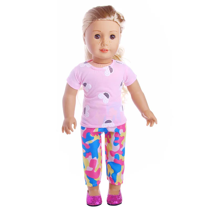 

Two sets of Short sleeve + pants for 18 inch American doll n110