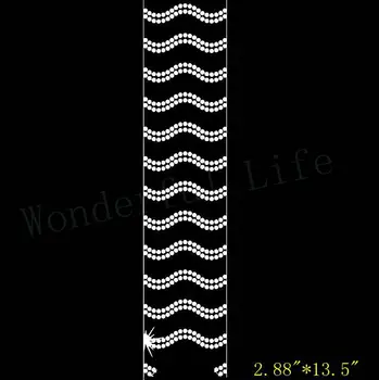 

YX Free shipping Double Waves rhinestone bow strips Jumbo size hot fix rhinestone motifs transfer for clothing