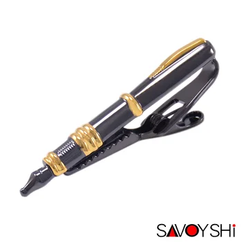 

SAVOYSHI Business Copper Black Pen Shape Tie Clip for Men's Suits Necktie Clips Tie Bar Clasp Pin Shirt Pocket Clip Jewelry