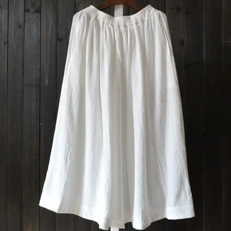 Женская длинная юбка макси из хлопка и льна с поясом на резинке|elastic waist|plus skirtskirt