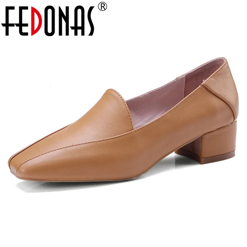 FEDONAS/Новые классические туфли-лодочки из натуральной кожи на высоком каблуке, офисные туфли-лодочки без застежек, Элегантные классические