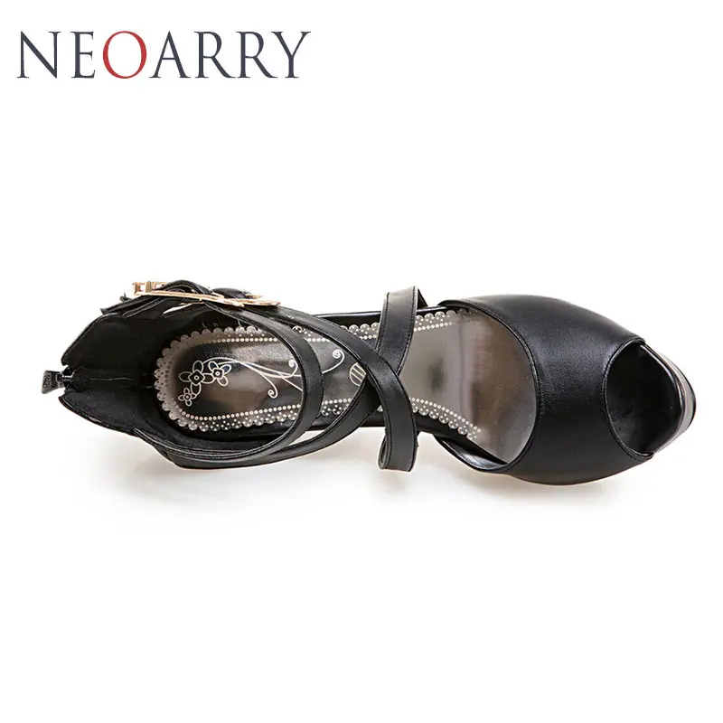 Neoarry 2018 женские босоножки 12 см на толстом высоком каблуке с двойной пряжкой