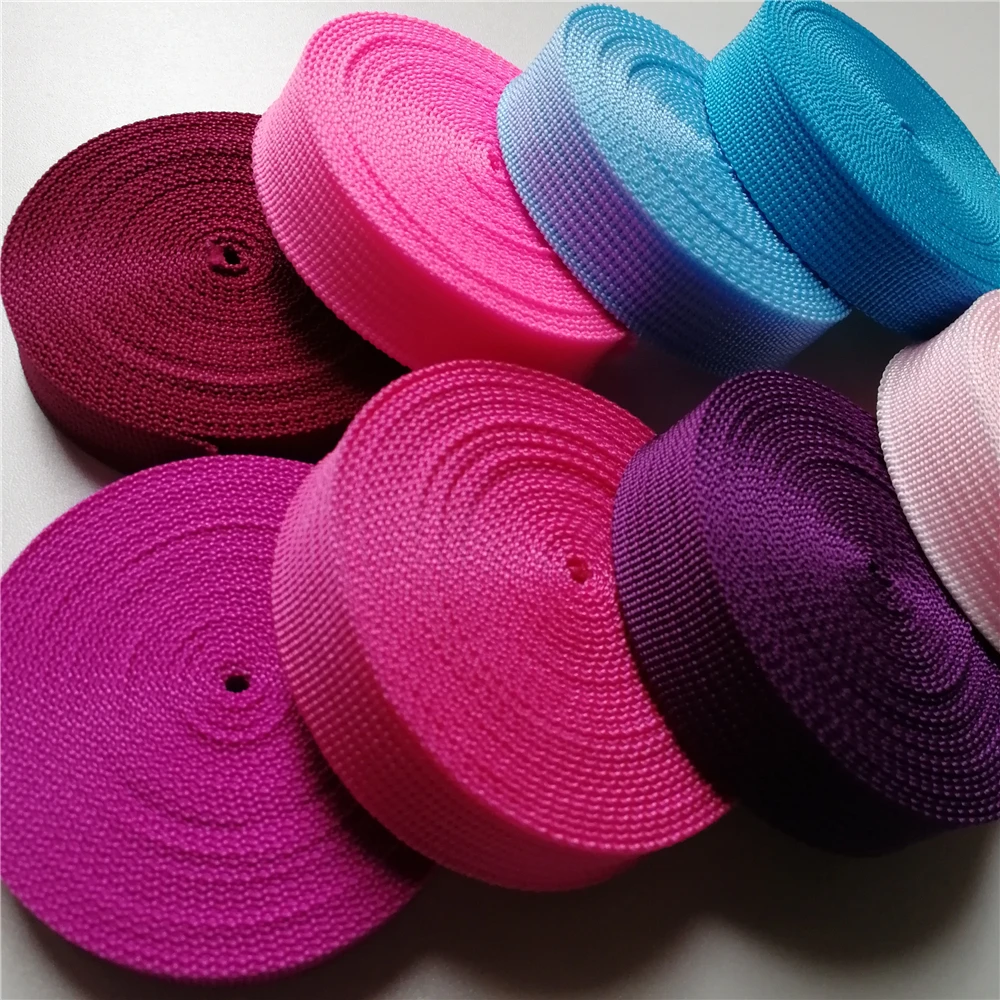 polypropylene webbing 20mm wide 5 yards Black Rose Pink for Bags Sewing