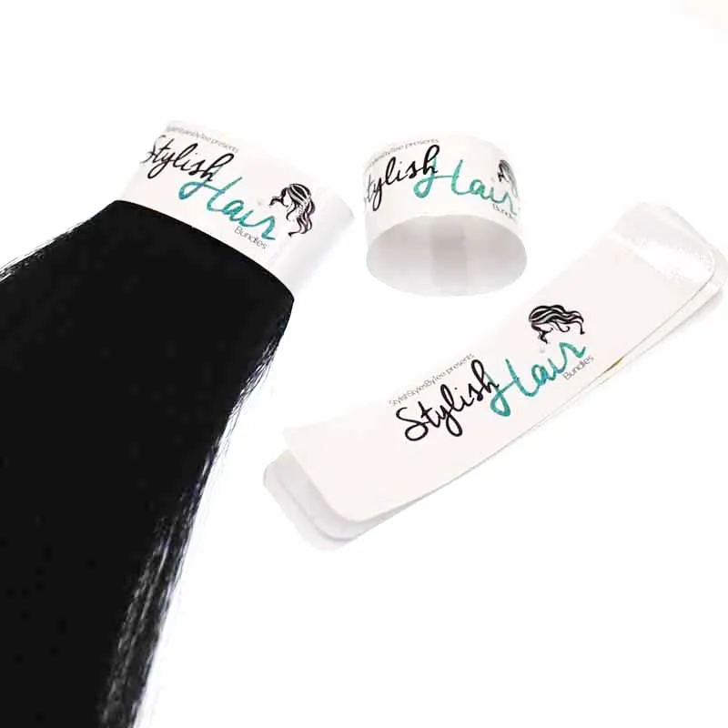 2000pcs Custom Logo Virgin Human Hair Paper Bundle Wraps Self adhesive