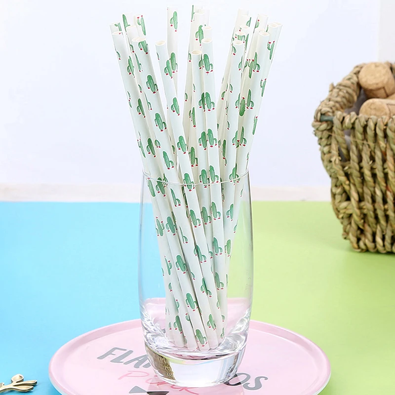 25pcs/Bag Coconut Drinking Paper Straws Baby Shower Birthday Party Decorations Party Supplies